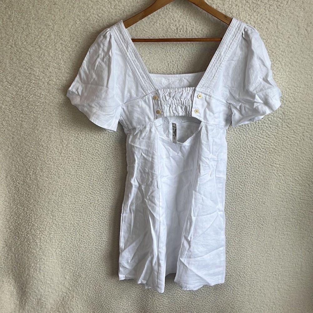 Madewell Square-Neck Mini Dress in 100% Linen Womens Size 6 White - Picture 12 of 12